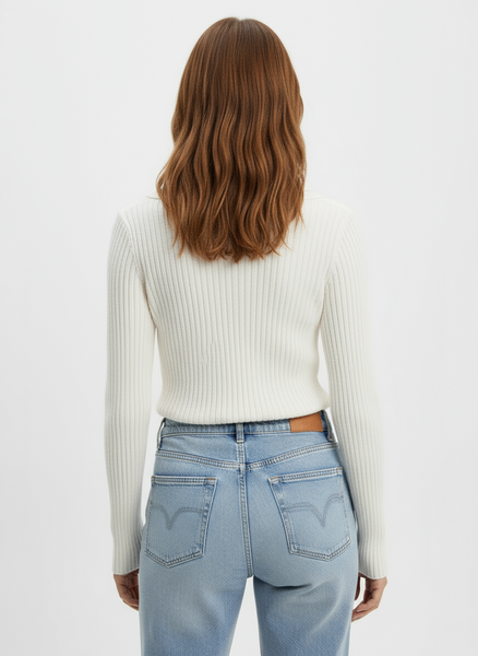 Y2K Ribbed Cowl Neck Sweater