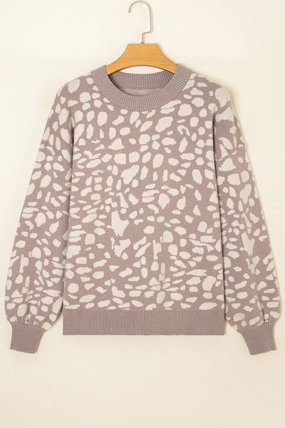 Cozy Leopard Print Sweater for Women - Stylish Knit with Relaxed Fit for Effortless Everyday Fashion