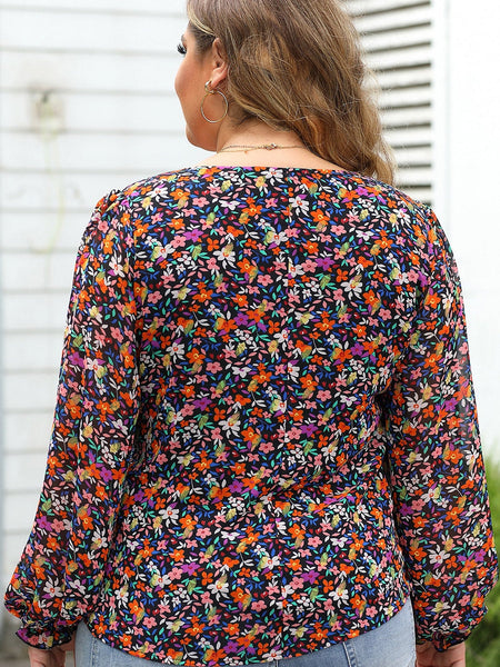 Plus Size Casual Blouse, Women's Plus Solid Half Sleeve Turn Down Collar Tunic Top