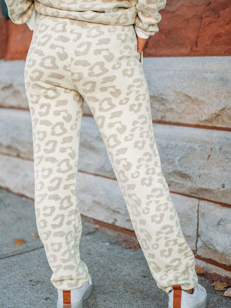 Leopard Print Cozy Lounge Set with Drawstring Pants