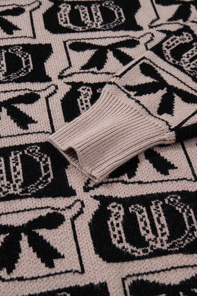 Cozy Boho Chic Western Print Sweater for Women - Stylish Earthy Tone Knitwear with Trendy Fit and Design