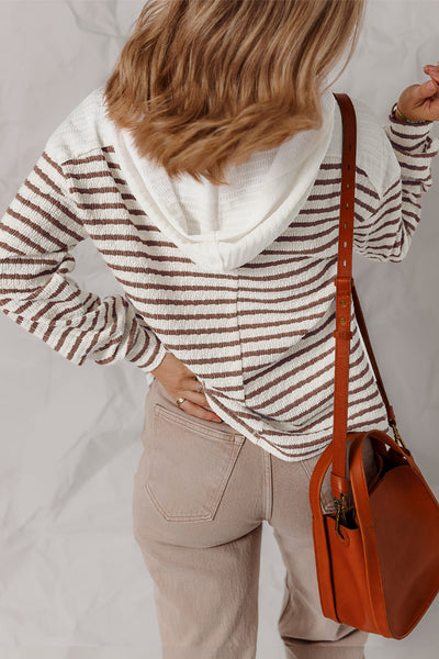 Cozy Women's Striped Hooded Sweatshirt - Soft Casual Pullover Top for Everyday Style and Comfort
