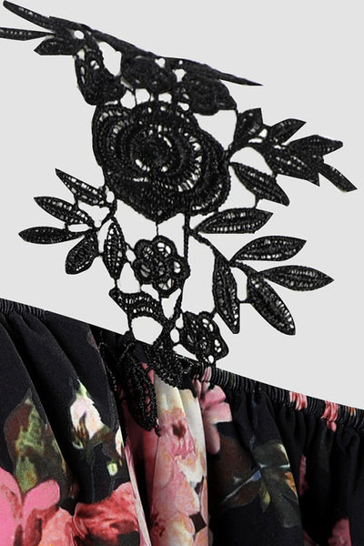 Casual Feather Print Off Shoulder Strap Blouse
