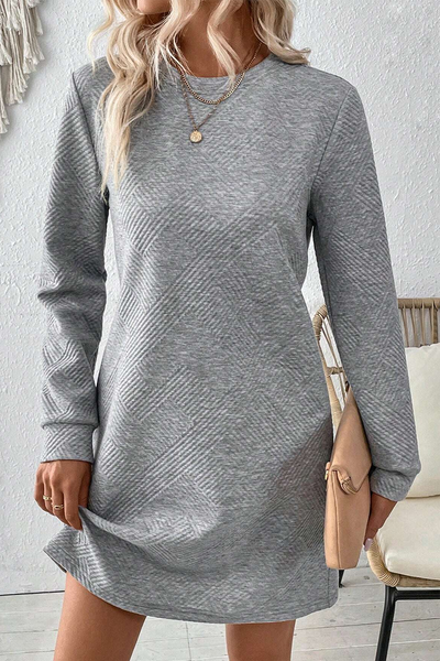 Casual Solid Crew Neck 3/4 Sleeve Midi Dress