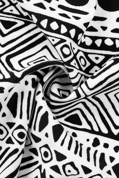Chic Monochrome Print Strappy Back Tankini Swimsuit