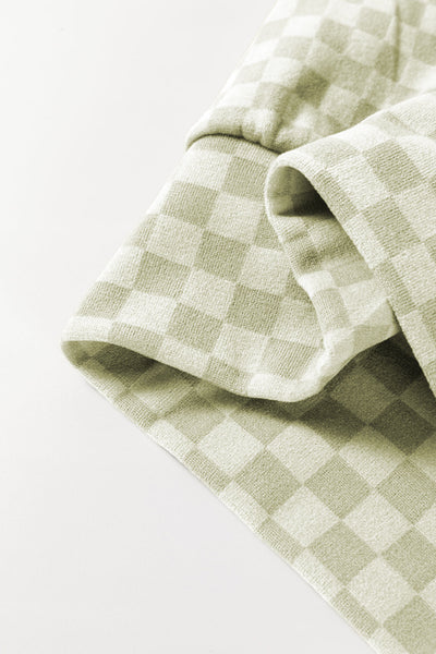 Women's Green Checkered Hoodie with Kangaroo Pocket and Drawstring - Casual, Comfortable Fit for Everyday Wear