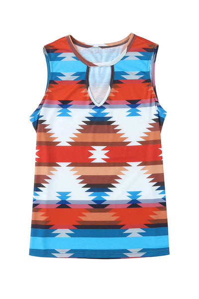 Retro Geometric Print Loose Tank Top