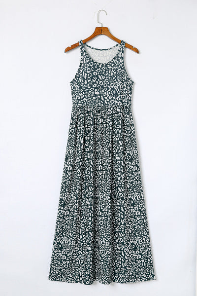 Women's Round Neck Sleeveless Polka Dot Print Dress