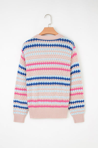 Cozy Women's Striped Knit Sweater in Trendy Fall Colors - Perfectly Fitted Casual Style for Ultimate Comfort