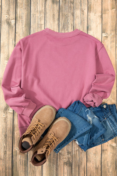 Cozy Women's Meadow Mauve Fleece-Lined Sweatshirt - Relaxed Drop Shoulder Terry Top for Casual Chic Comfort