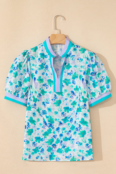 Flattering Women's Puff Sleeve Blouse in Soft Pastel Shades - Perfect for Casual and Dressy Outings