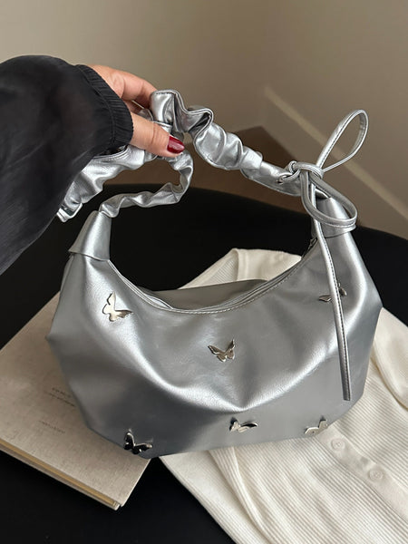 Butterfly Ruched Strap Shoulder Bag