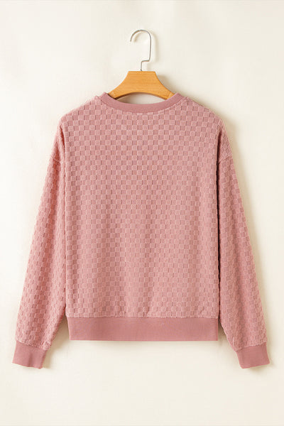 Women's Stylish Blossom Checkered Long Sleeve Top and Shorts Set - Comfortable Spring Outfit for Effortless Chic