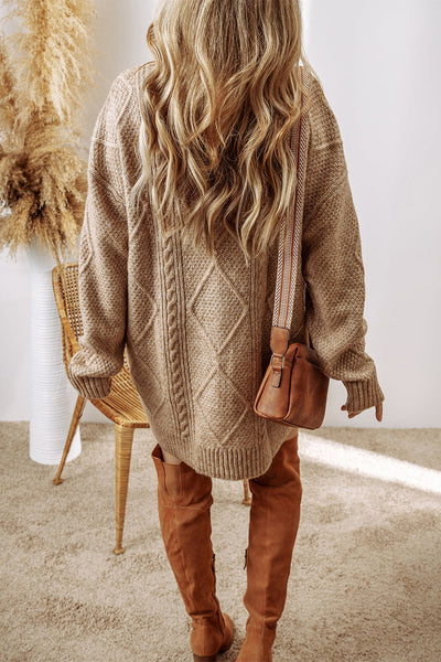 Chic Cream Sweater Dress for Women - Long Sleeve Knit Midi with Belted Waist for Cozy, Effortless Style
