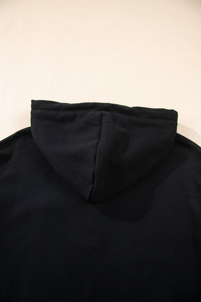 Women's Black Hoodie and Shorts Set - Cozy Casual Outfit with Adjustable Fit for Everyday Comfort and Style