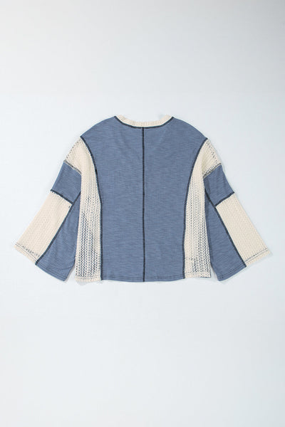 Women's Ashleigh Blue High-Low Crochet Top - Stylish Loose Fit with Exposed Seams for Effortless Comfort