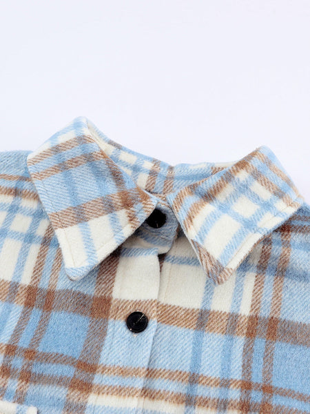 Women's Detachable Hood Plaid Flannel Shacket with Pockets