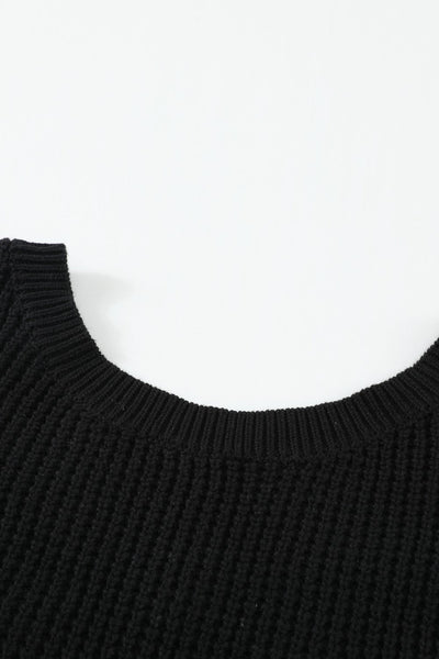 Trendy Women's Black Cross-Back Hollow-Out Sweater - Lightweight Knit Top for Chic Layering and Everyday Comfort