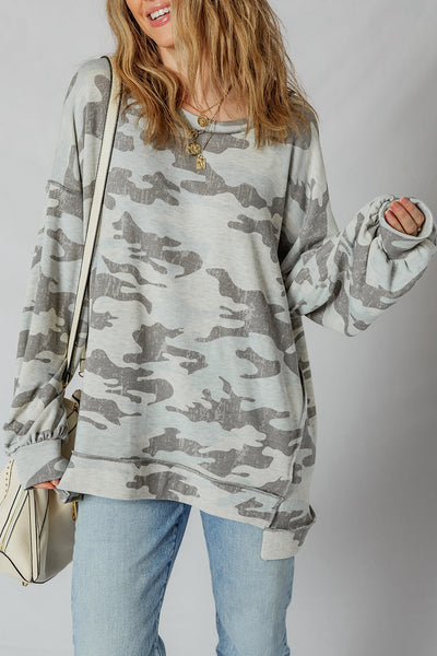 Trendy Women's Camo Print Sweatshirt - Cozy Casual Fit for Everyday Comfort and Outdoor Adventures