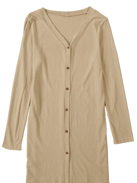 Versatile Solid Long Sleeve Women's Blouse with Button Front