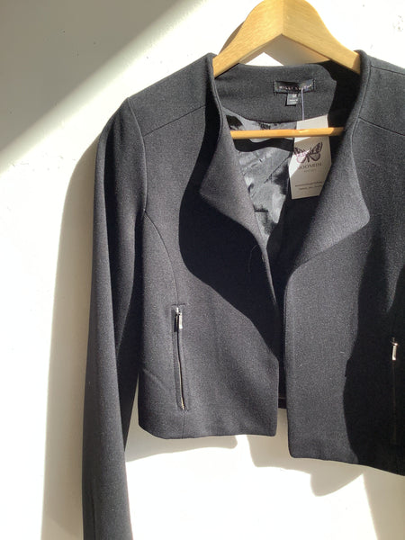 Willi Smith Cropped Black Blazer W/ Zip Pockets