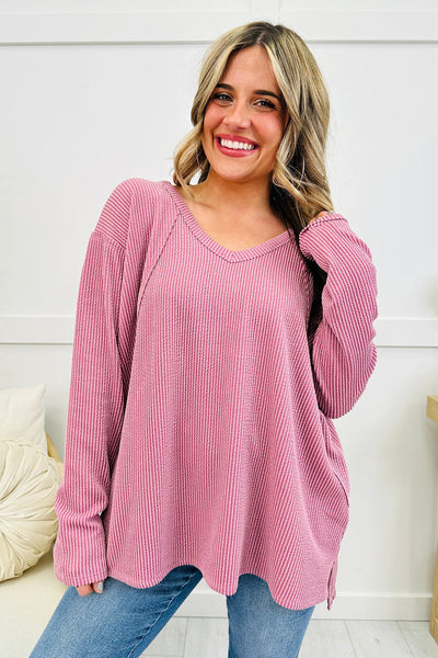 Women's Soft Knit Twisted Ribbed Long Sleeve Top - Chic Casual Style for Year-Round Comfort and Versatility
