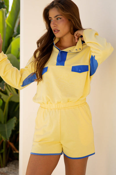 Women's Casual Color Block Pullover and Short Set - Trendy Summer Outfit with Comfortable Fit and Stylish Appeal