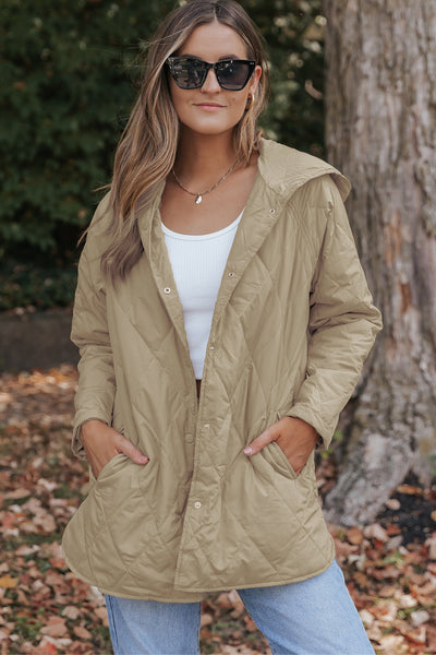 Women's Lightweight Hooded Quilted Coat in Sand Beige