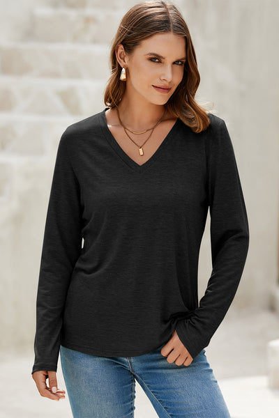 Stylish Women's Black Long Sleeve Top - Comfortable Fit, Versatile Design for Everyday Fashion and Casual Outings