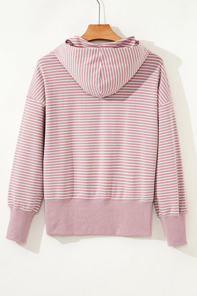 Cozy Women's Stripe Hoodie - Casual Pullover with Adjustable Drawstring for Everyday Style and Comfort