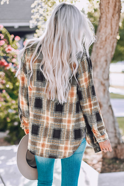 Women's Black and Olive Plaid Oversized Shacket with Rounded Hem with practical styling and dependable silhouette control.