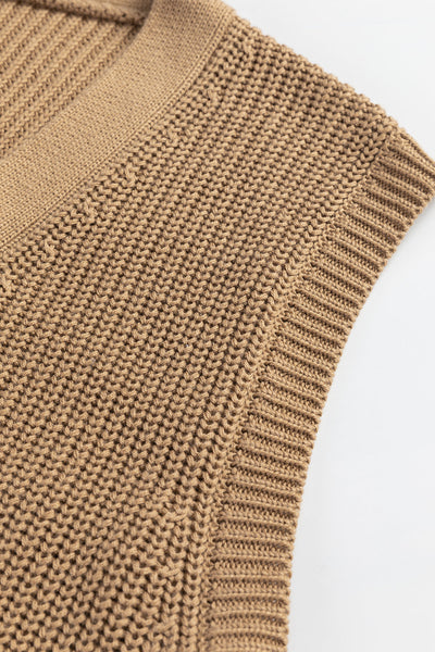Chic Women's Parchment V-Neck Sweater Vest - Versatile Layering Piece for Effortless Style and Comfort