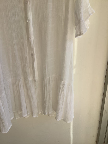 Vintage Inspired White Button Down Dress