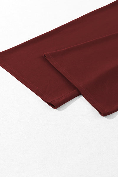 Women's Burgundy Wide-Leg Pleated Sweatpants with Corset Waist