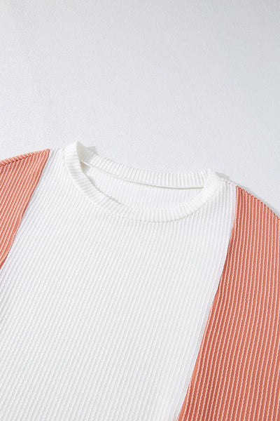Women's Pale Chestnut Ribbed Color Block Long Sleeve Top made for easy styling and wardrobe coordination, with premium-like structure and finish.