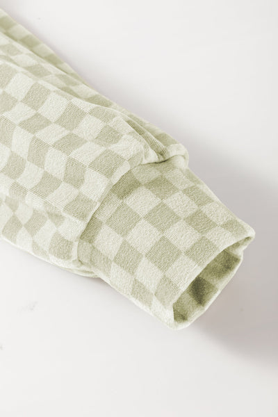 Women's Green Checkered Hoodie with Kangaroo Pocket and Drawstring - Casual, Comfortable Fit for Everyday Wear