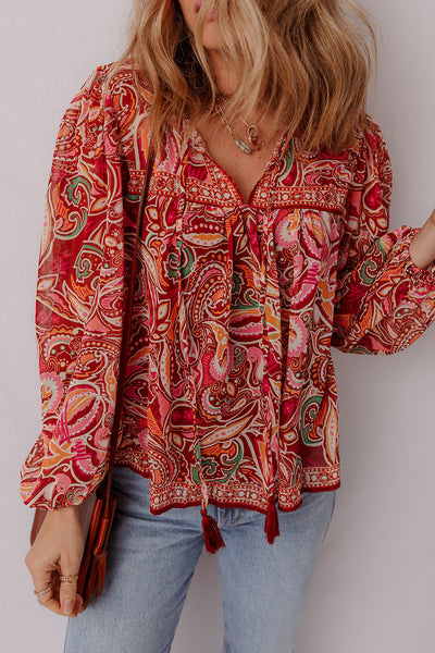 Chic Women's Lightweight Paisley Print Blouse - Elegant Top for Casual and Office Style, Perfect Fit for Everyday Wear