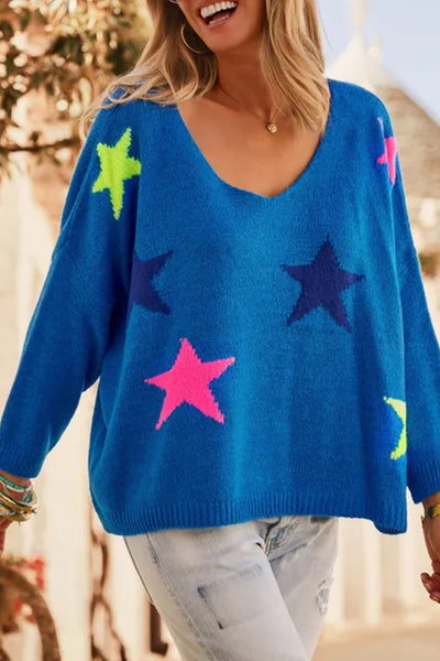 Soft Knit Dark Blue Women's Relaxed Fit Sweater - Cozy Layering Essential for Casual Outfits and Everyday Wear