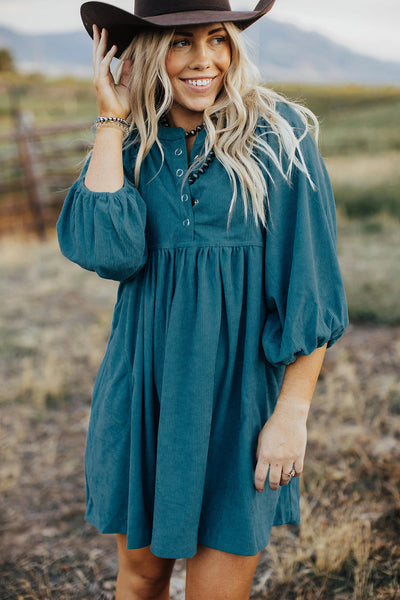 Stylish Long Sleeve Button-Up Mini Dress