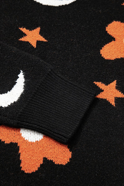 Cozy Women's Black Halloween Sweater - Spooky Knit Pullover for Fall and Winter Festivities, Perfect for Seasonal Style