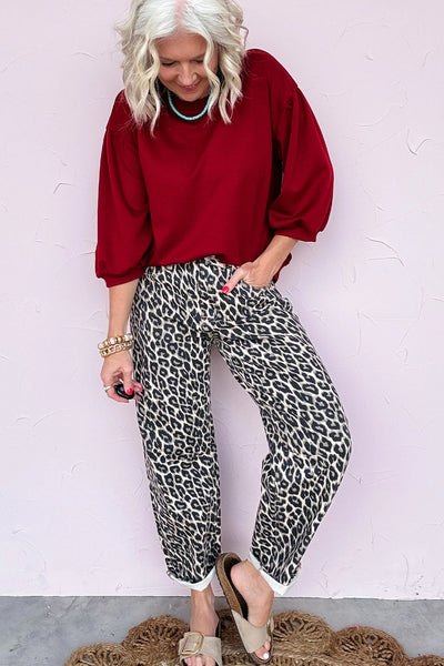 High-Waisted Black Leopard Print Barrel Jeans for Women - Chic Casual Style with Trendy Comfort and Flair