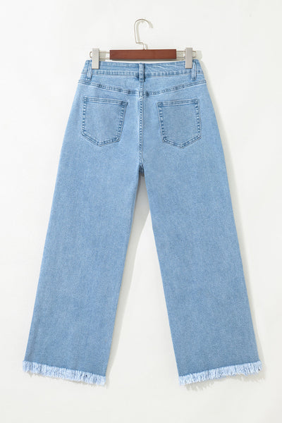 High-Waisted Wide Leg Jeans for Women - Relaxed Fit Classic Blue Denim, Trendy Casual Style for Everyday Fashion
