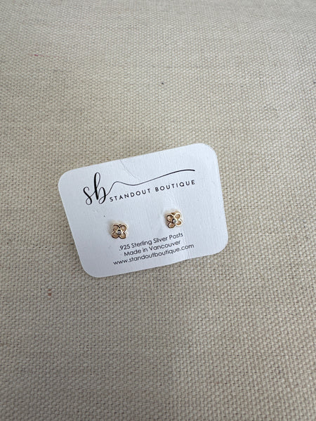 Standout Boutique Gold Flower with Crystals Studs