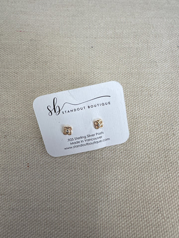 Standout Boutique Gold Flower with Crystals Studs