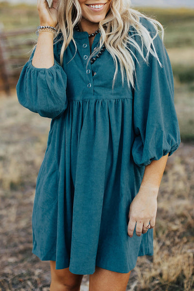 Stylish Long Sleeve Button-Up Mini Dress