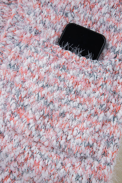 Cozy Women's Multicolor Pink Confetti Open Front Knit Cardigan - Stylish Layer for Casual Looks and Everyday Comfort