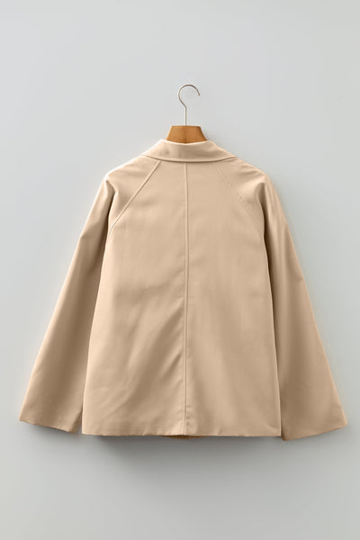Women's Parchment Plaid-Lined Single-Breasted Short Trench Coat
