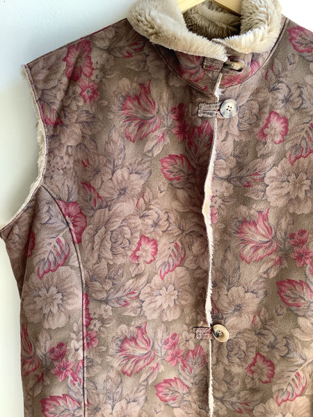 Coldwater Creek Faux Suede Floral Vest