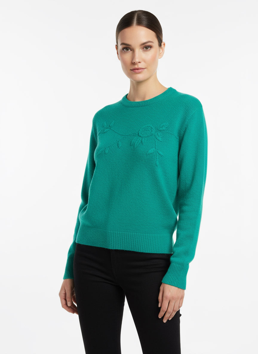 Vintage 90s Kelly Green Textured Knit Sweater