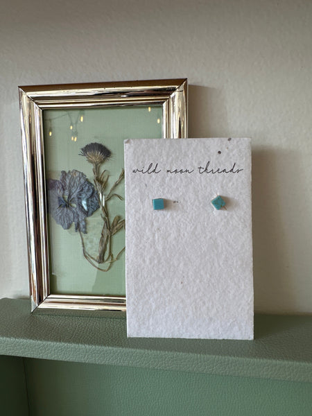 Wildmoon Threads Turquoise Stone Square Stud Earrings